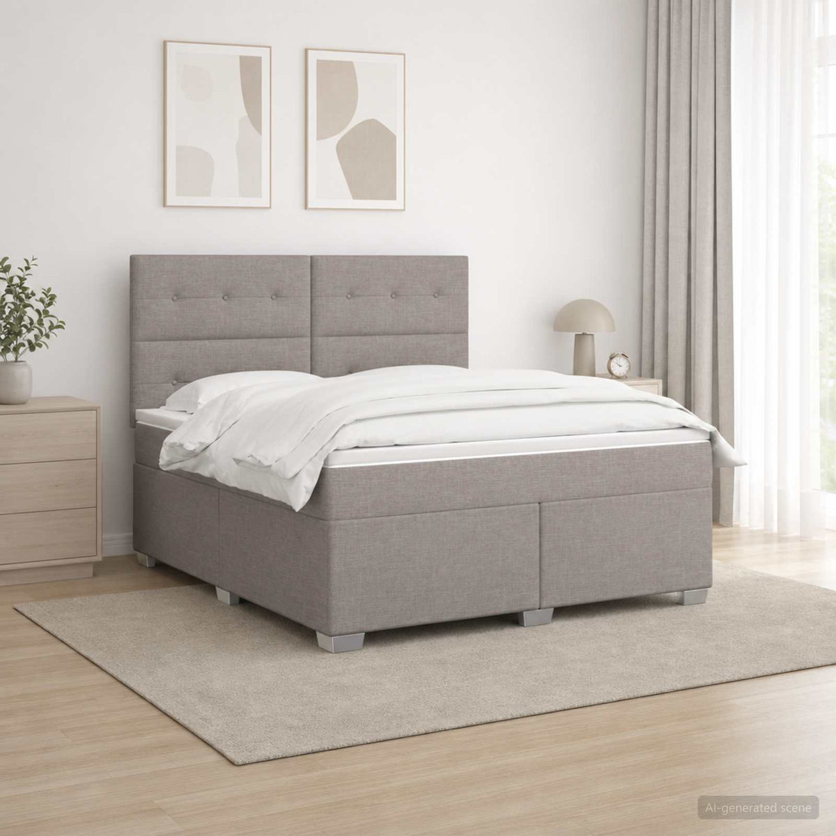 Boxspring krevet s madracem Sivosmeđa 160 x 200 cm Tkanina Smeđesiva 160 x 200 x 140.5 cm