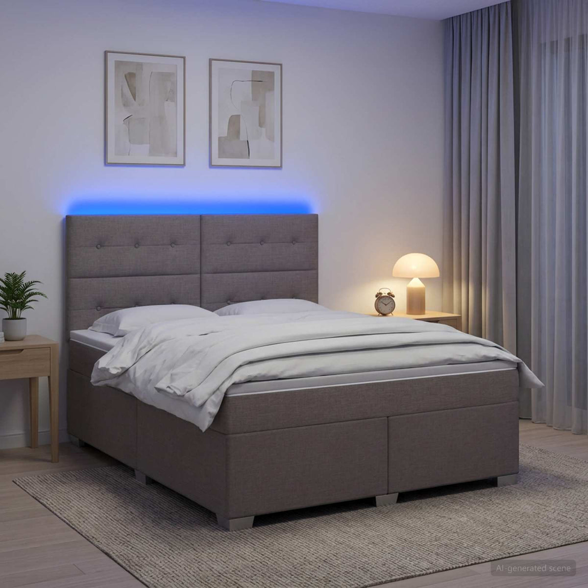 Boxspring krevet s madracem Sivosmeđa 160 x 200 cm Tkanina Smeđesiva 160 x 200 x 140.5 cm