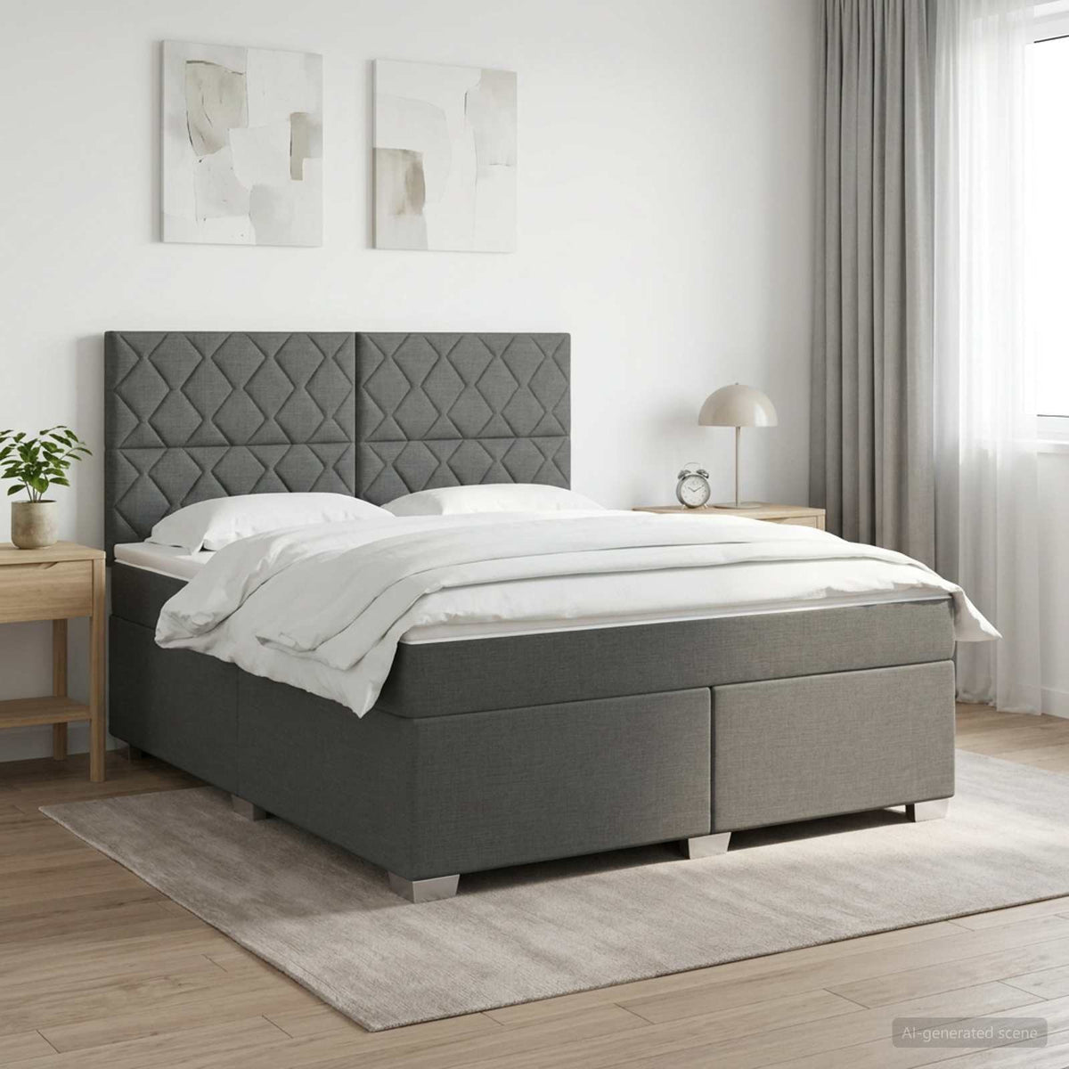 Boxspring krevet s madracem Tamnosiva 140 x 200 cm Tkanina 144 x 200 x 140.5 cm