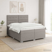 Boxspring krevet s madracem Sivosmeđa 200 x 200 cm Tkanina