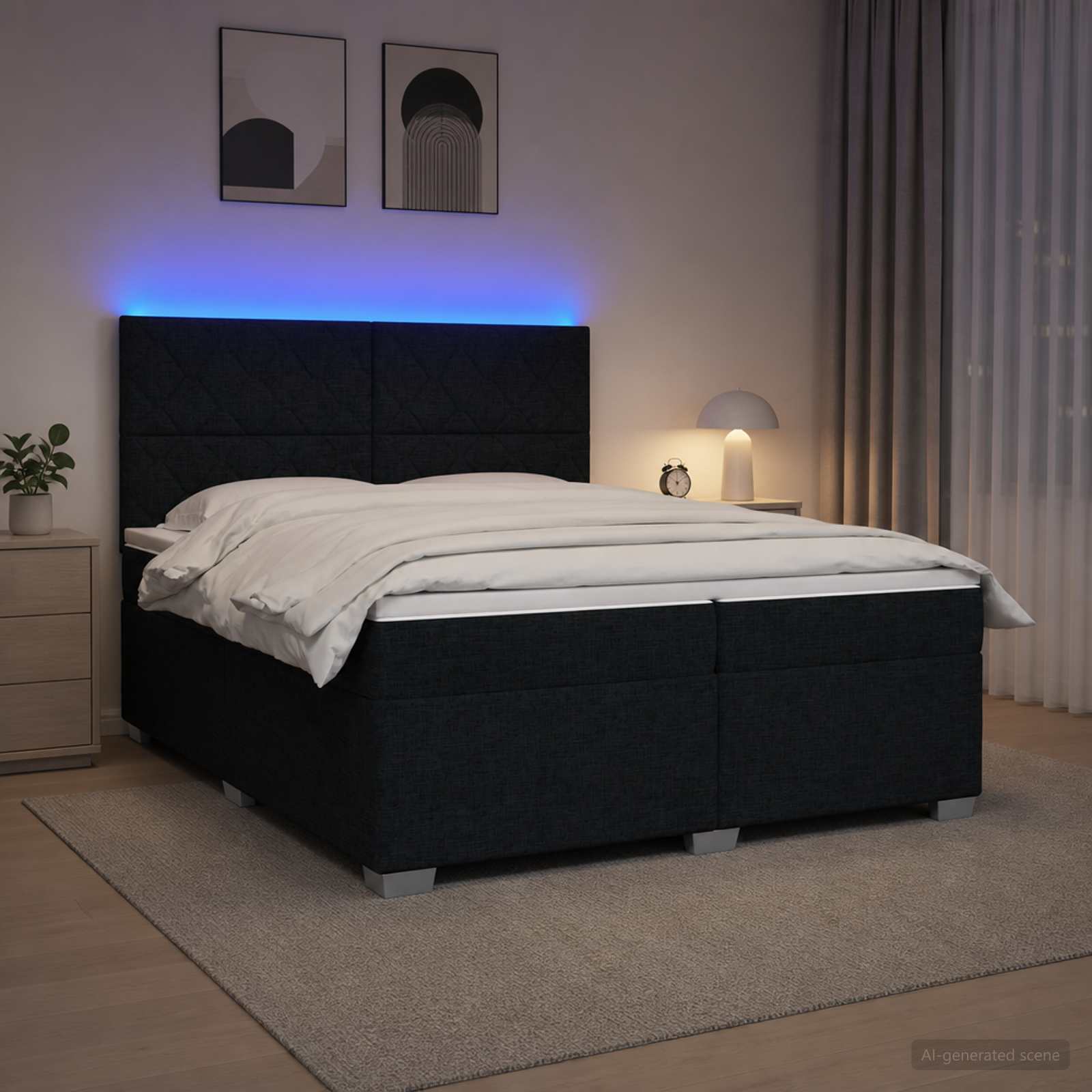 Boxspring krevet s madracem Crna 200 x 200 cm Tkanina
