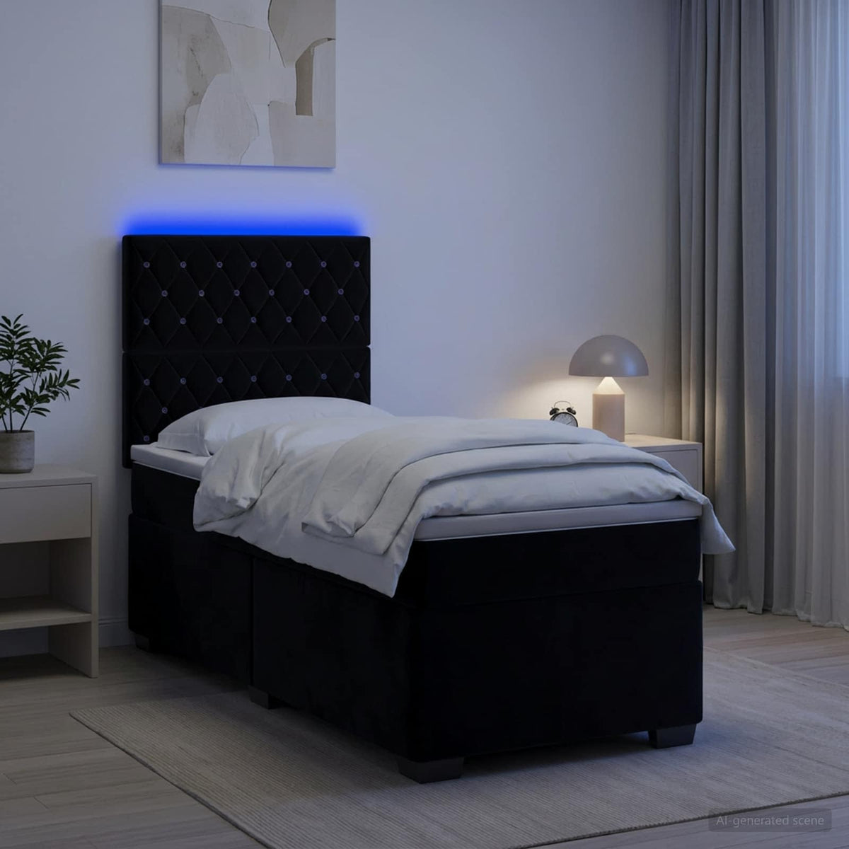 Boxspring krevet s madracem Crna 90 x 190 cm Baršun