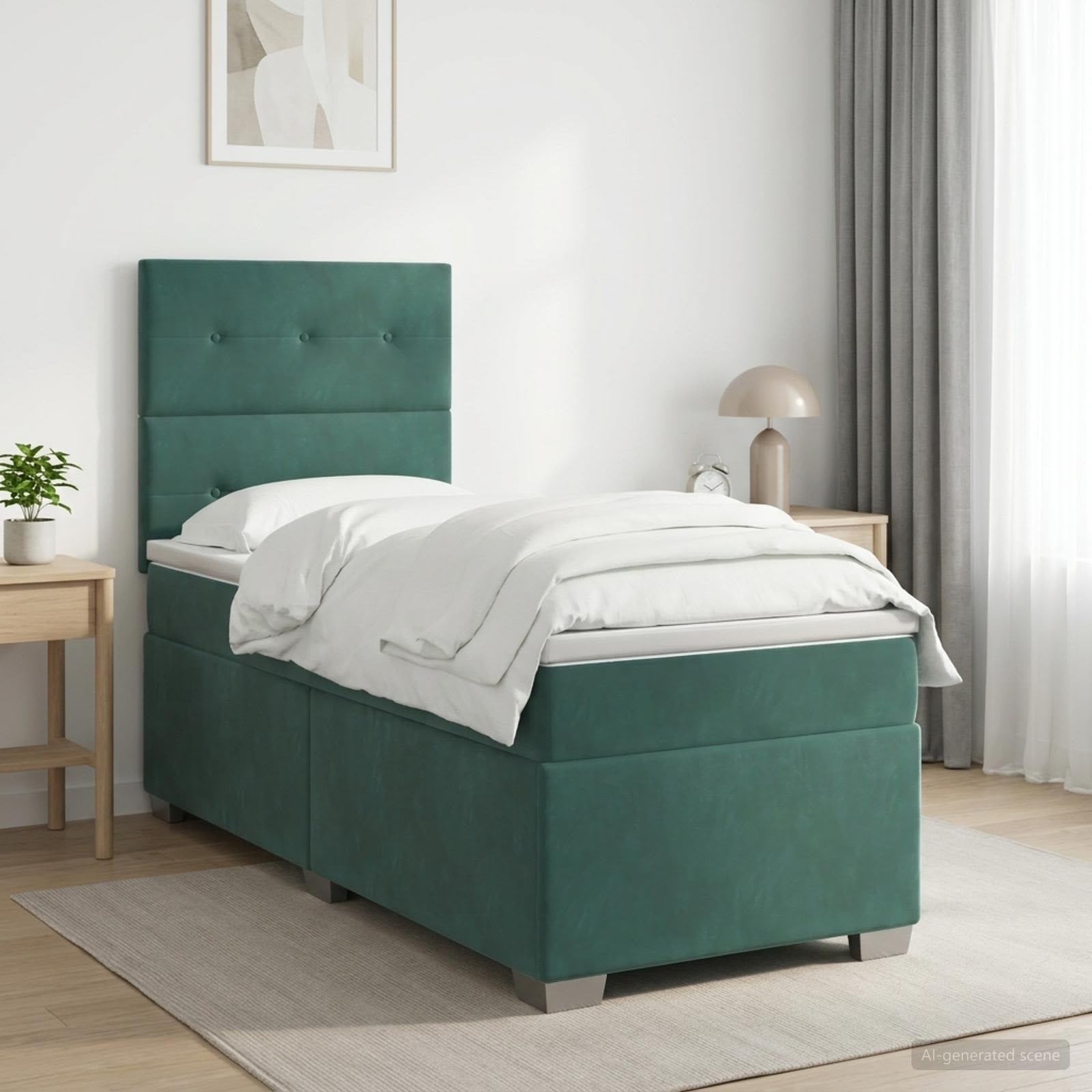 Boxspring krevet s madracem Tamnozelena 80 x 200 cm Baršun