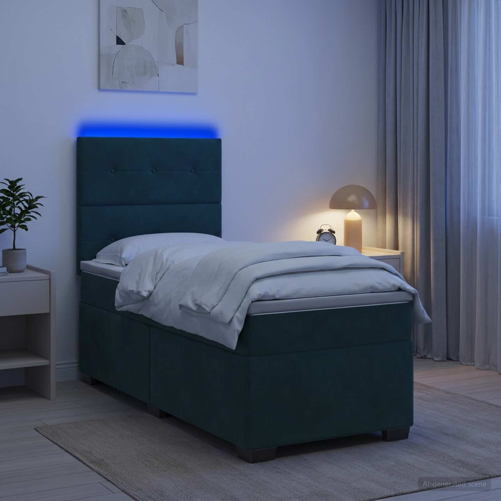 Boxspring krevet s madracem Tamnozelena 80 x 200 cm Baršun