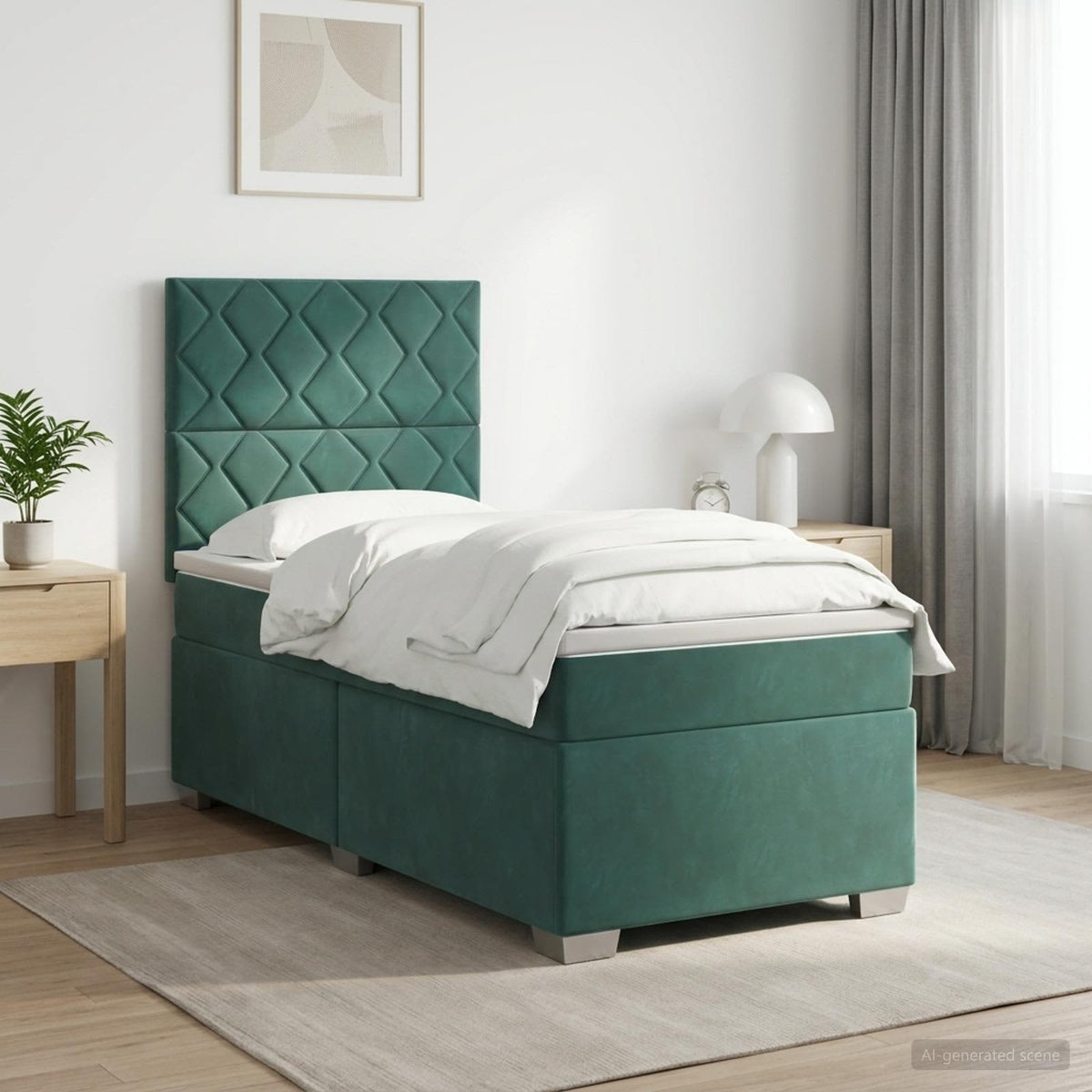 Boxspring krevet s madracem Tamnozelena 90 x 200 cm Baršun