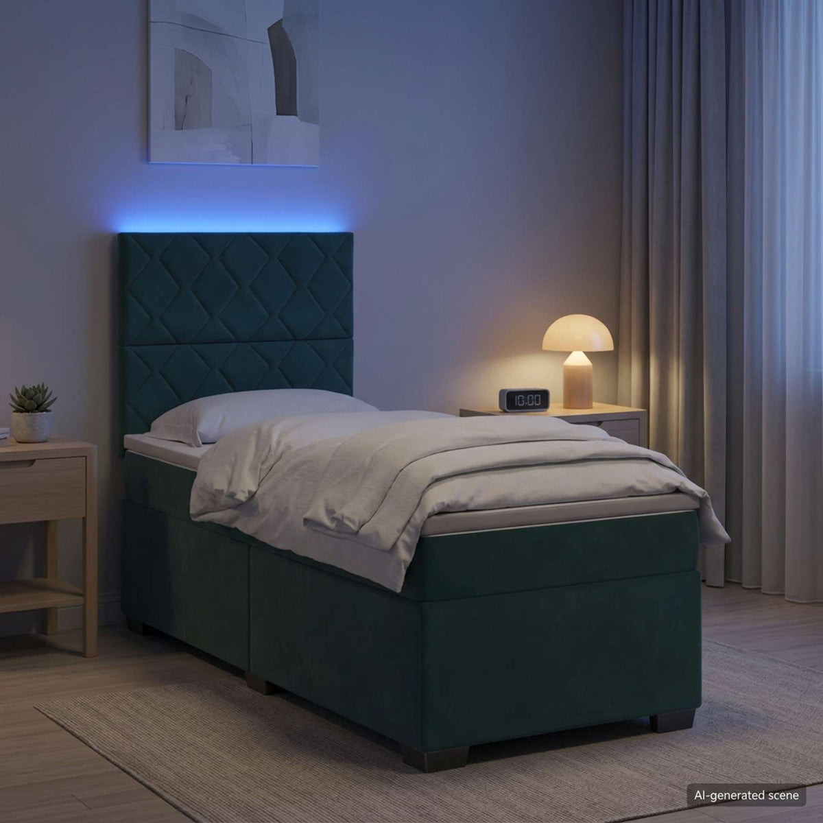 Boxspring krevet s madracem Tamnozelena 90 x 200 cm Baršun