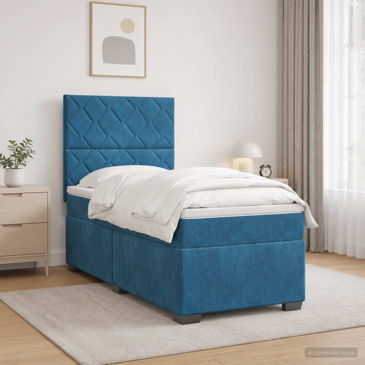 Boxspring krevet s madracem Plava 100 x 200 cm Baršun