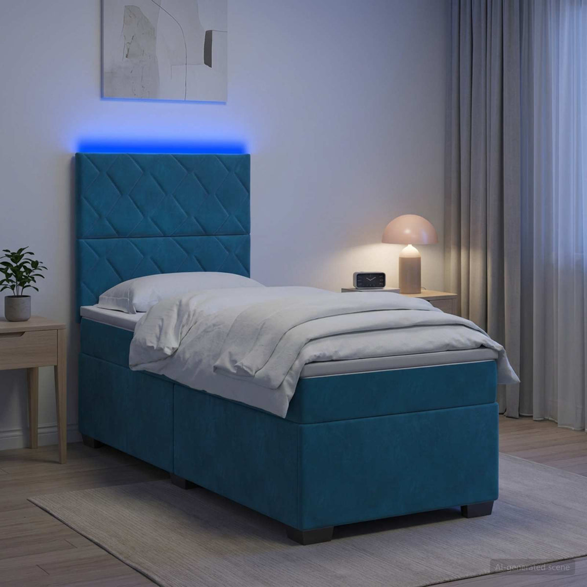 Boxspring krevet s madracem Plava 100 x 200 cm Baršun