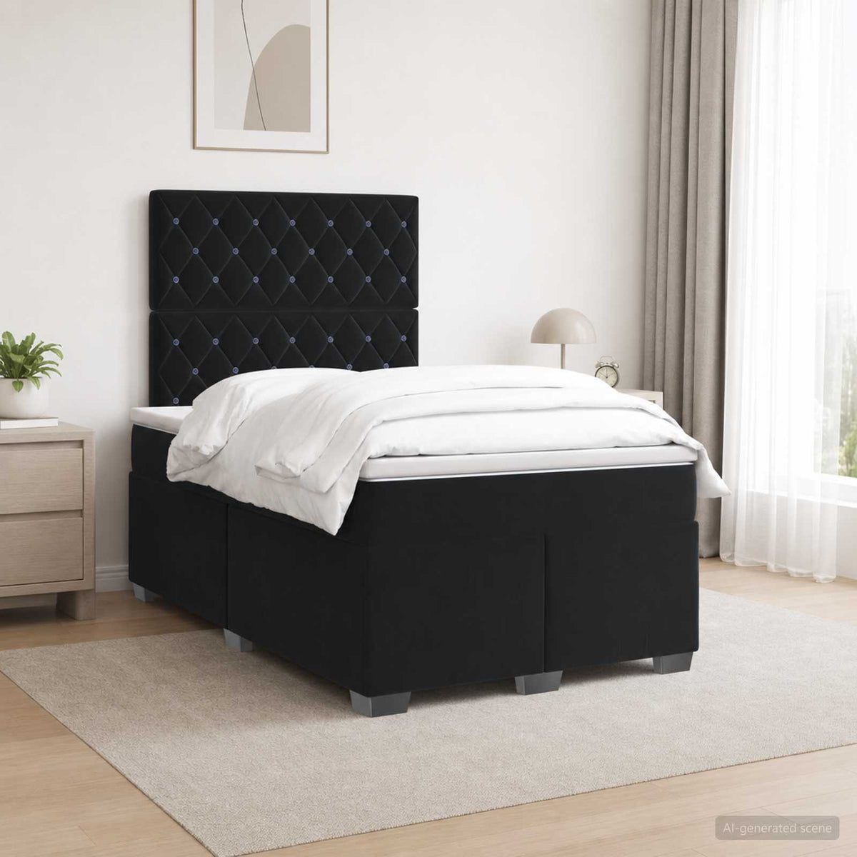 Boxspring krevet s madracem Crna 120 x 190 cm Baršun