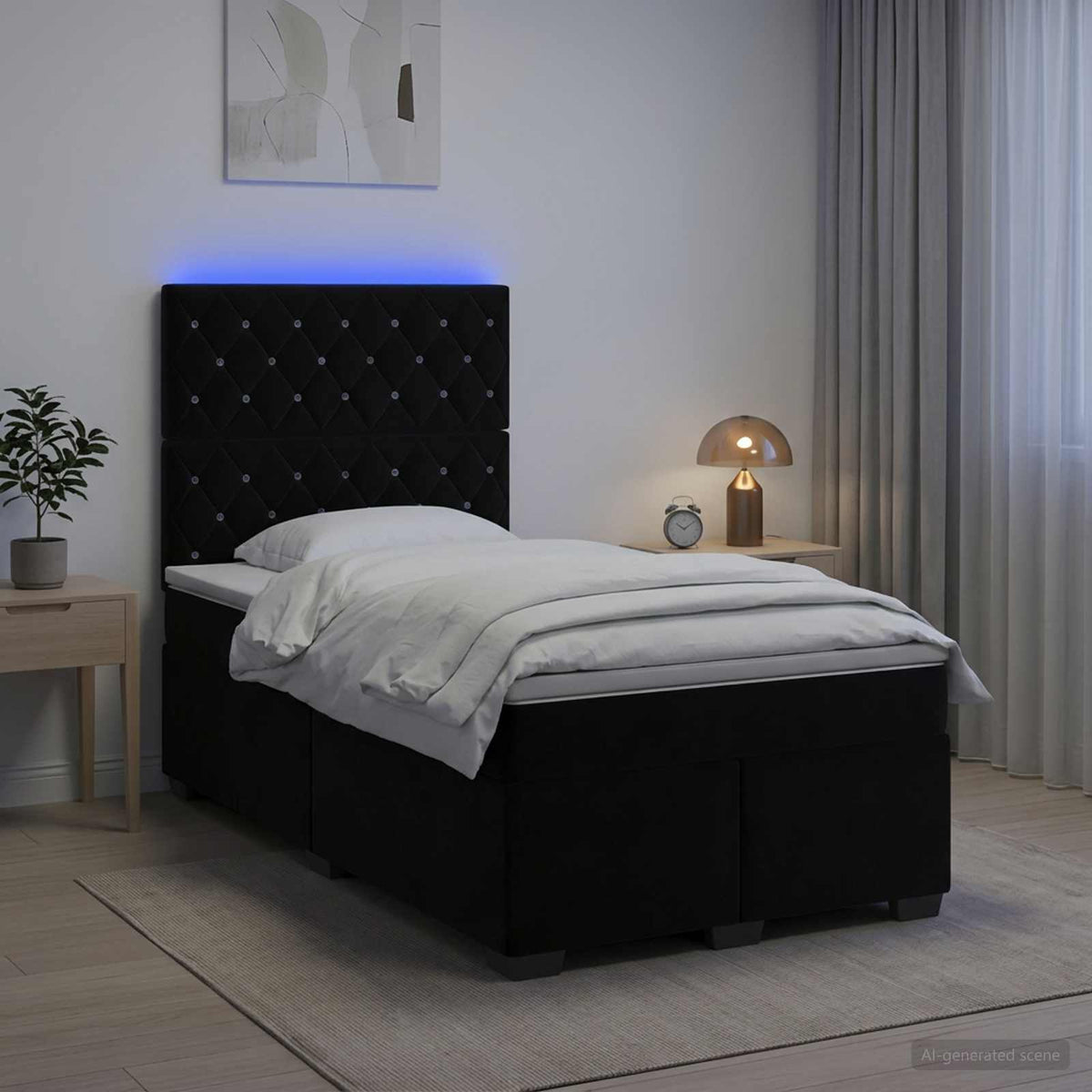 Boxspring krevet s madracem Crna 120 x 190 cm Baršun