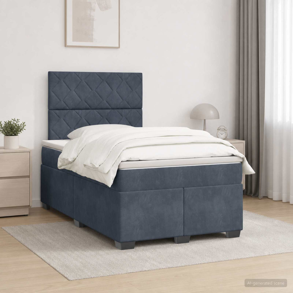 Boxspring krevet s madracem Tamnosiva 120 x 190 cm Baršun