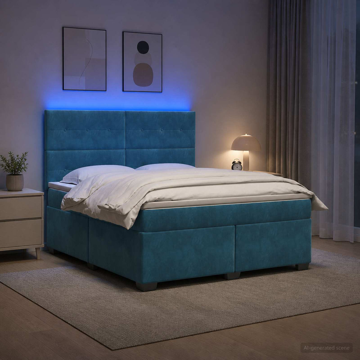 Boxspring krevet s madracem Plava 160 x 200 cm Baršun