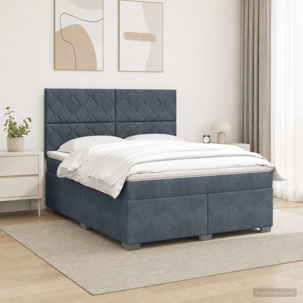Boxspring krevet s madracem Tamnosiva 140 x 190 cm Baršun