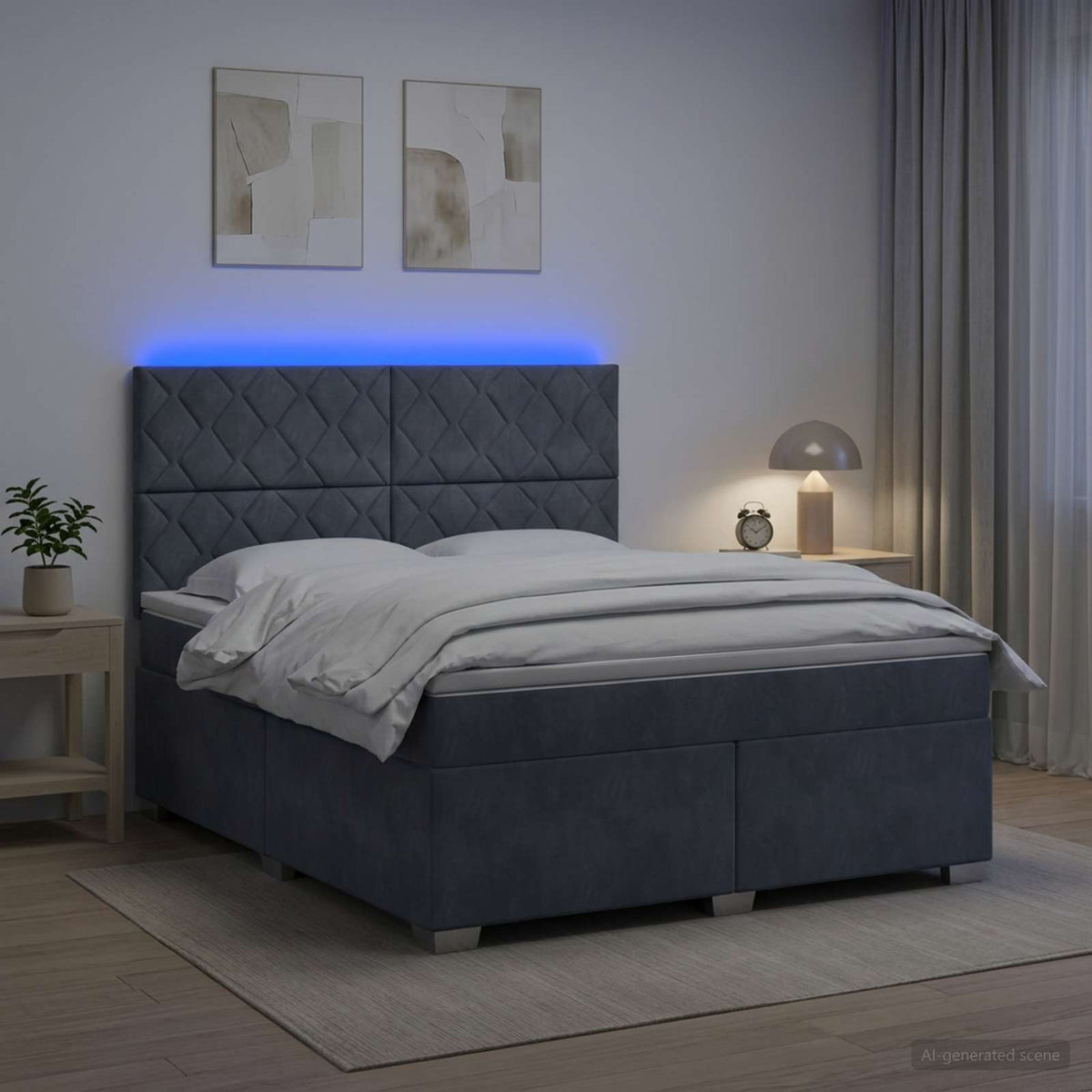 Boxspring krevet s madracem Tamnosiva 140 x 190 cm Baršun