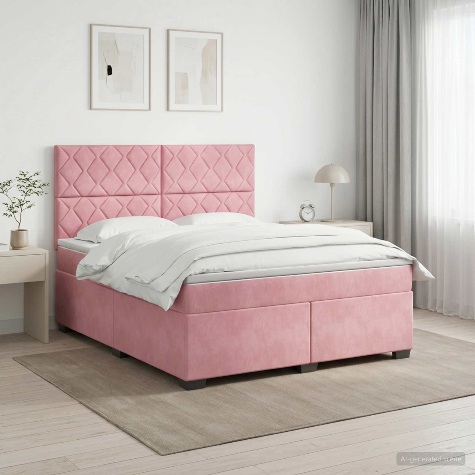 Boxspring krevet s madracem Ružičasta 140 x 200 cm Baršun