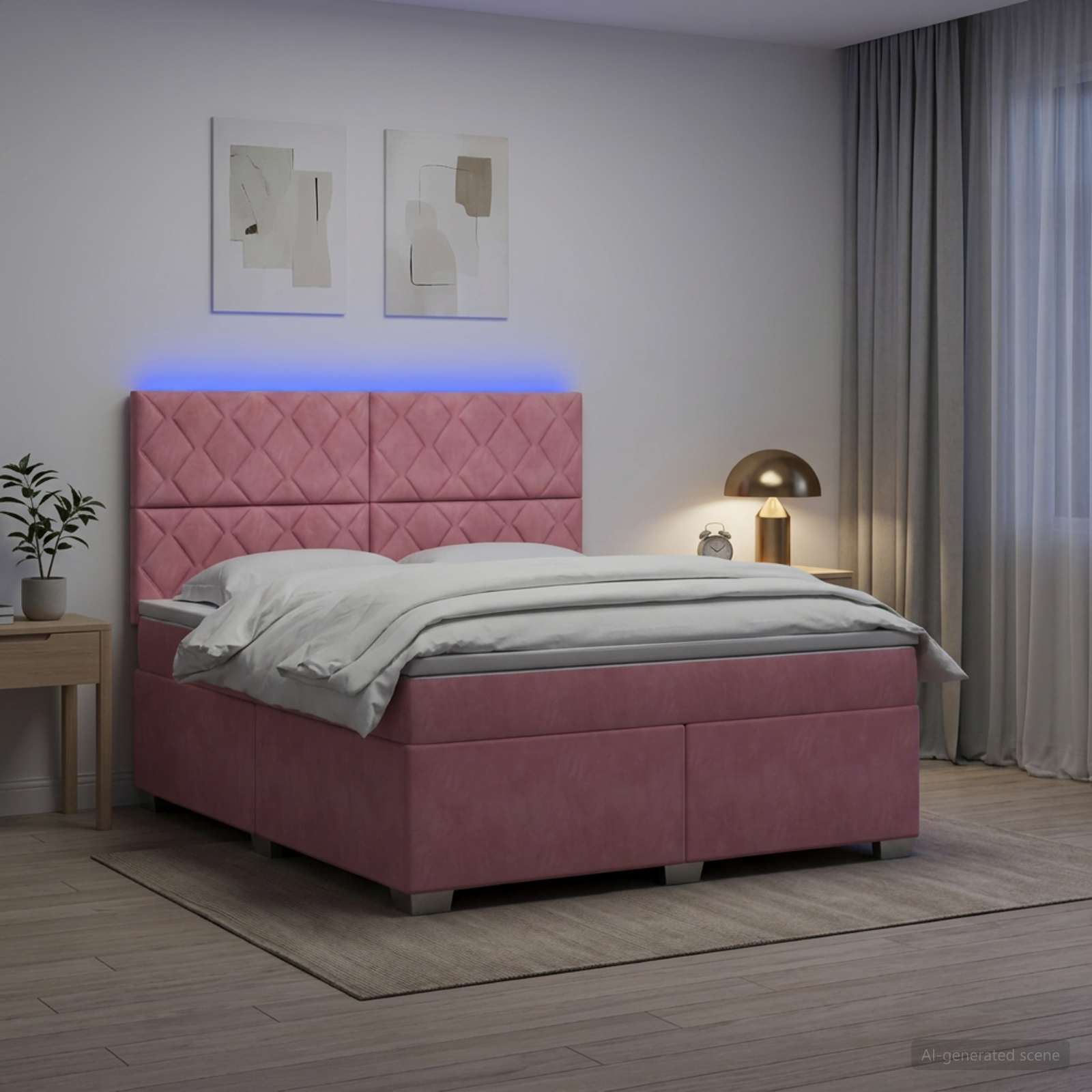 Boxspring krevet s madracem Ružičasta 140 x 200 cm Baršun