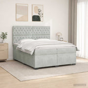 Boxspring krevet s madracem Svjetlosiva 200 x 200 cm Baršun