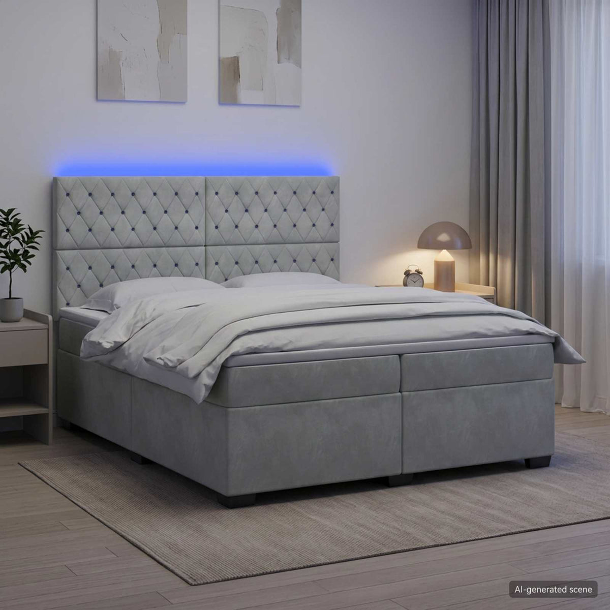 Boxspring krevet s madracem Svjetlosiva 200 x 200 cm Baršun