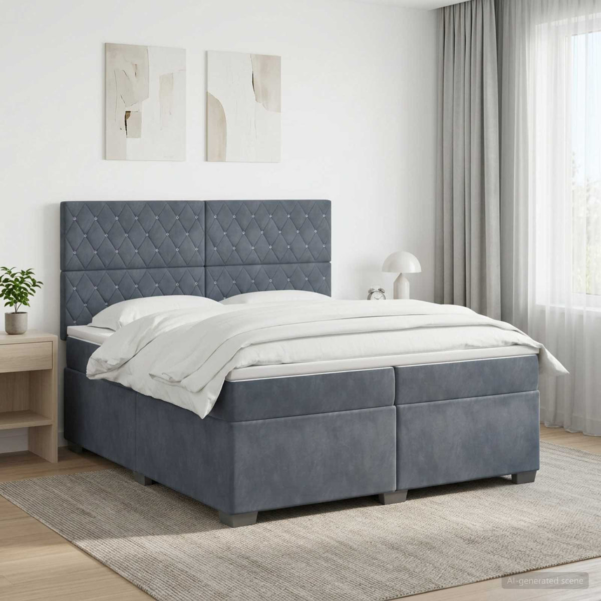 Boxspring krevet s madracem Tamnosiva 200 x 200 cm Baršun