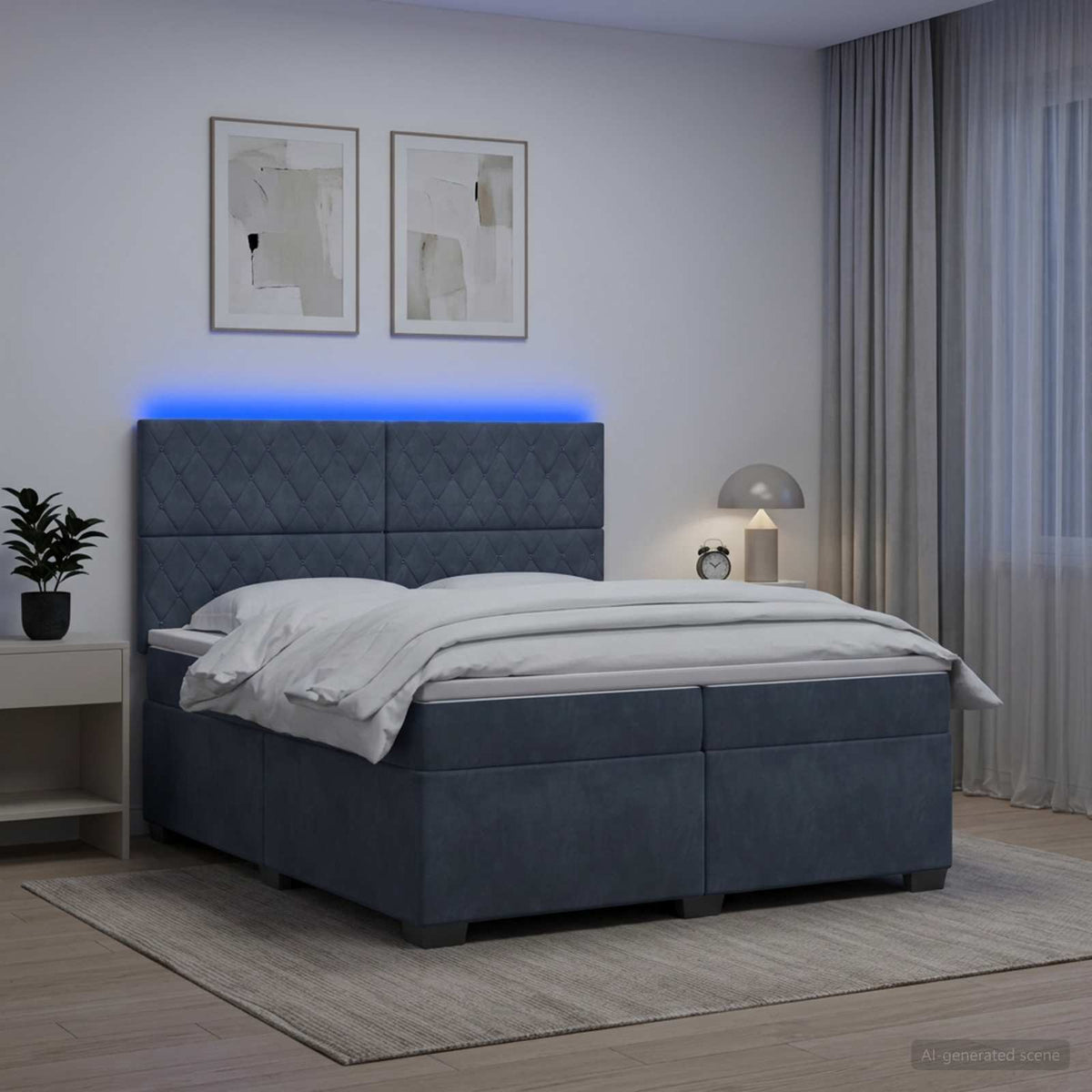 Boxspring krevet s madracem Tamnosiva 200 x 200 cm Baršun