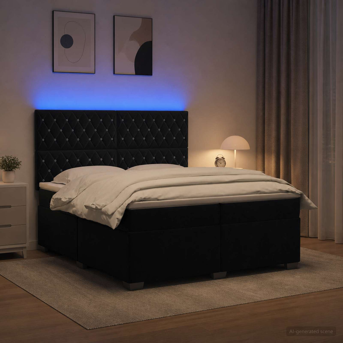 Boxspring krevet s madracem Crna 200 x 200 cm Baršun