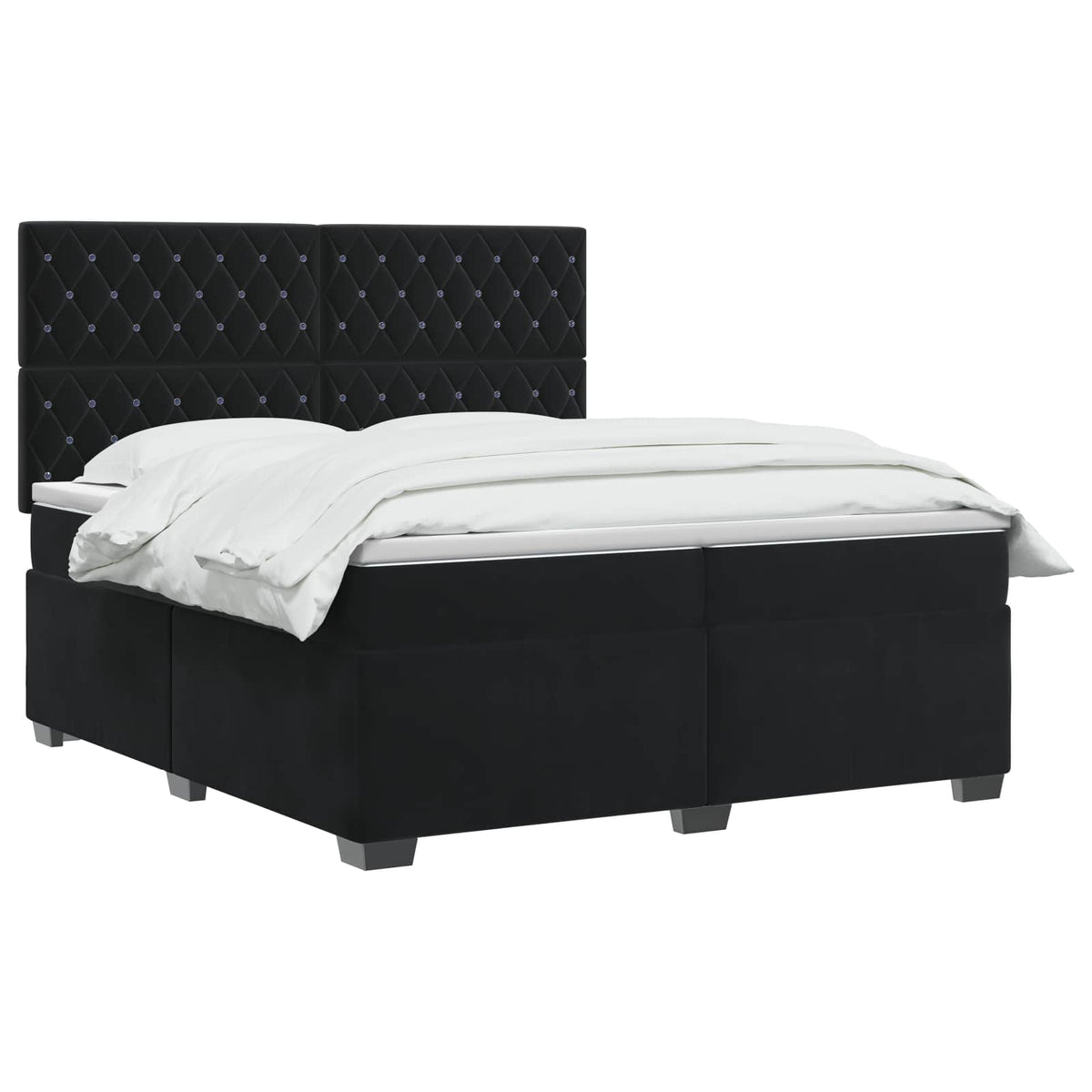 Boxspring krevet s madracem Crna 200 x 200 cm Baršun