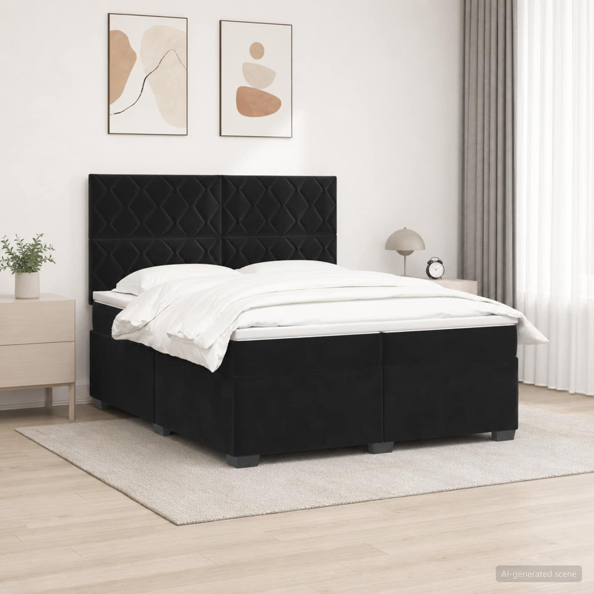 Boxspring krevet s madracem Crna 200 x 200 cm Baršun