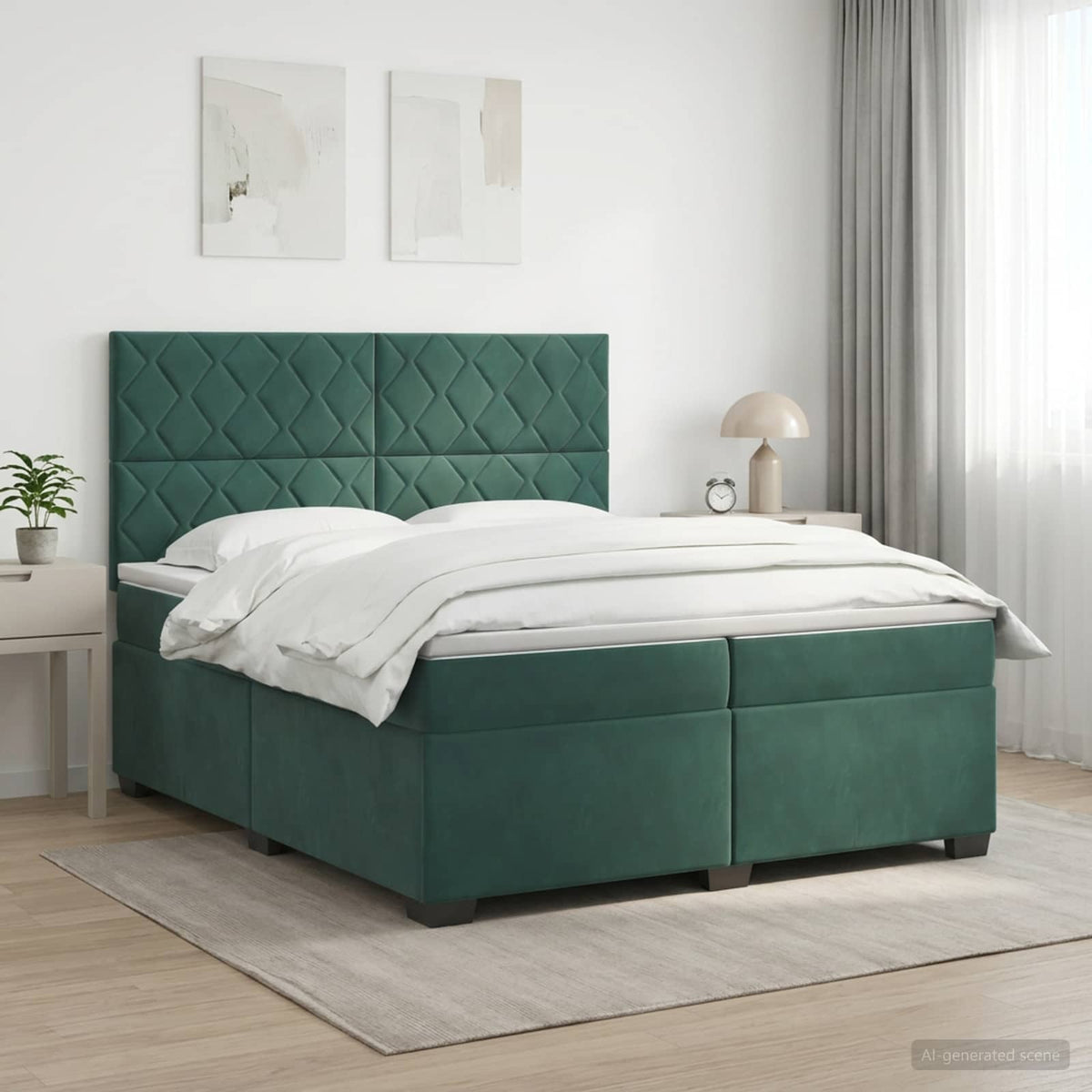 Boxspring krevet s madracem Tamnozelena 200 x 200 cm Baršun