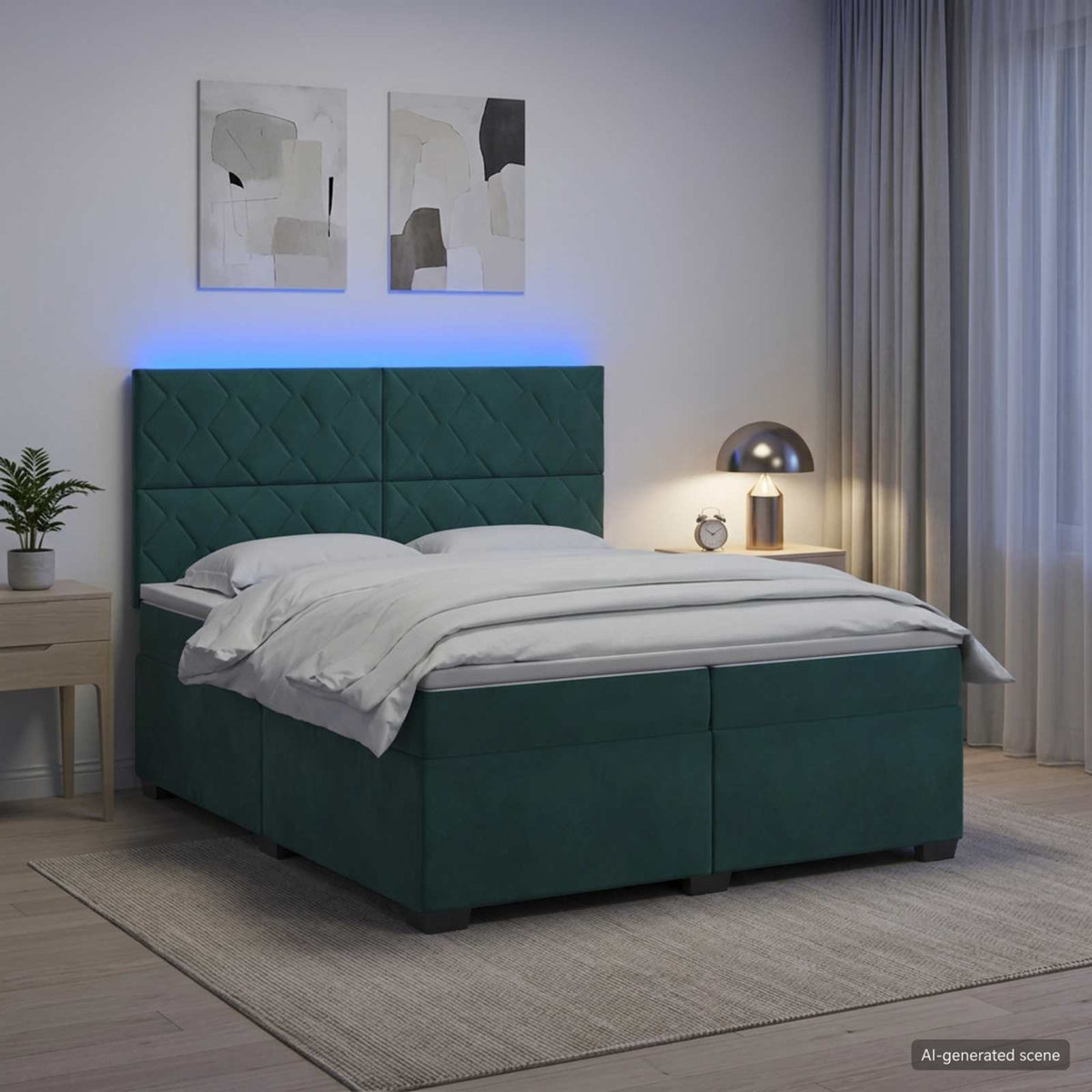 Boxspring krevet s madracem Tamnozelena 200 x 200 cm Baršun
