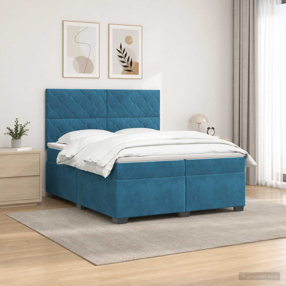 Boxspring krevet s madracem Plava 200 x 200 cm Baršun