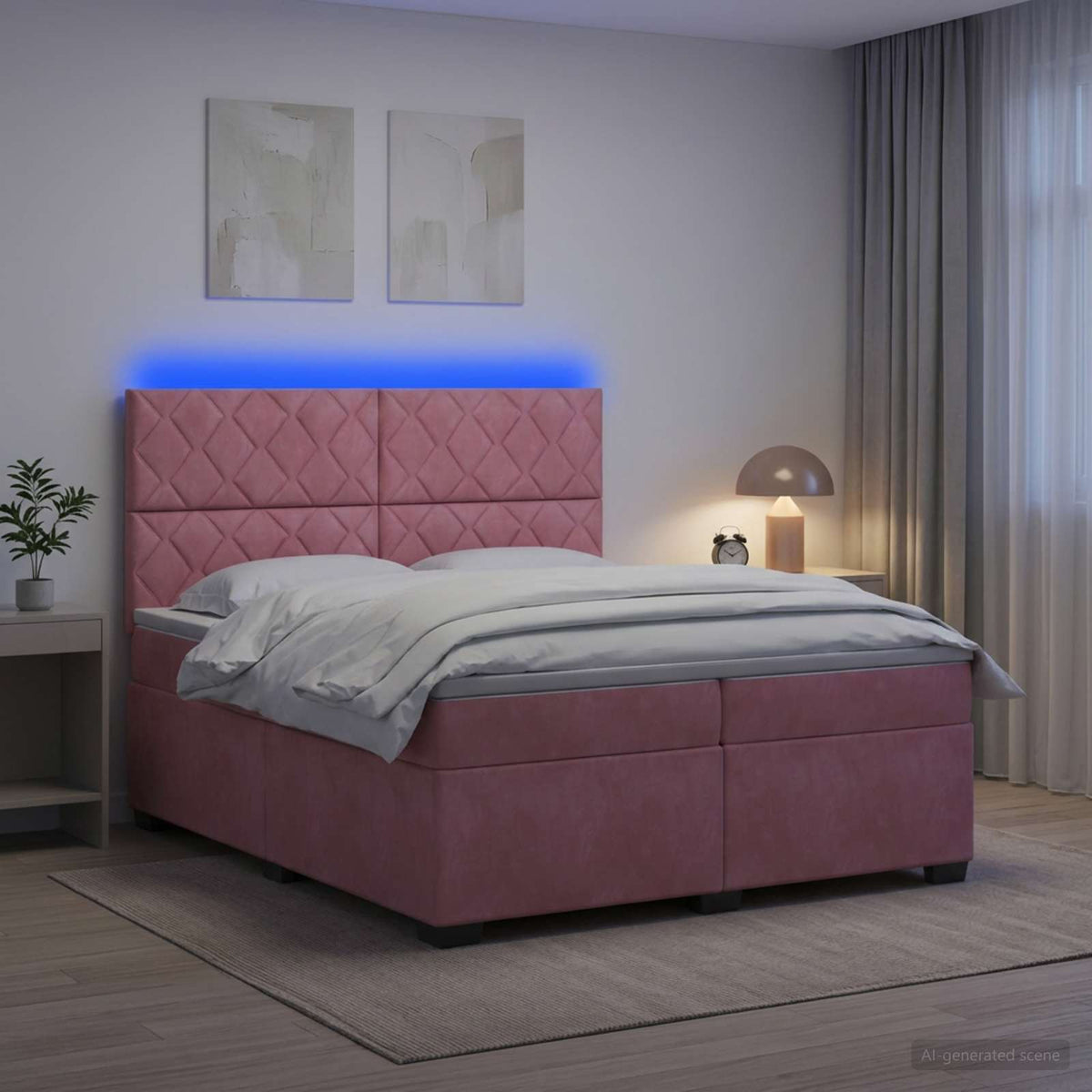 Boxspring krevet s madracem Ružičasta 200 x 200 cm Baršun