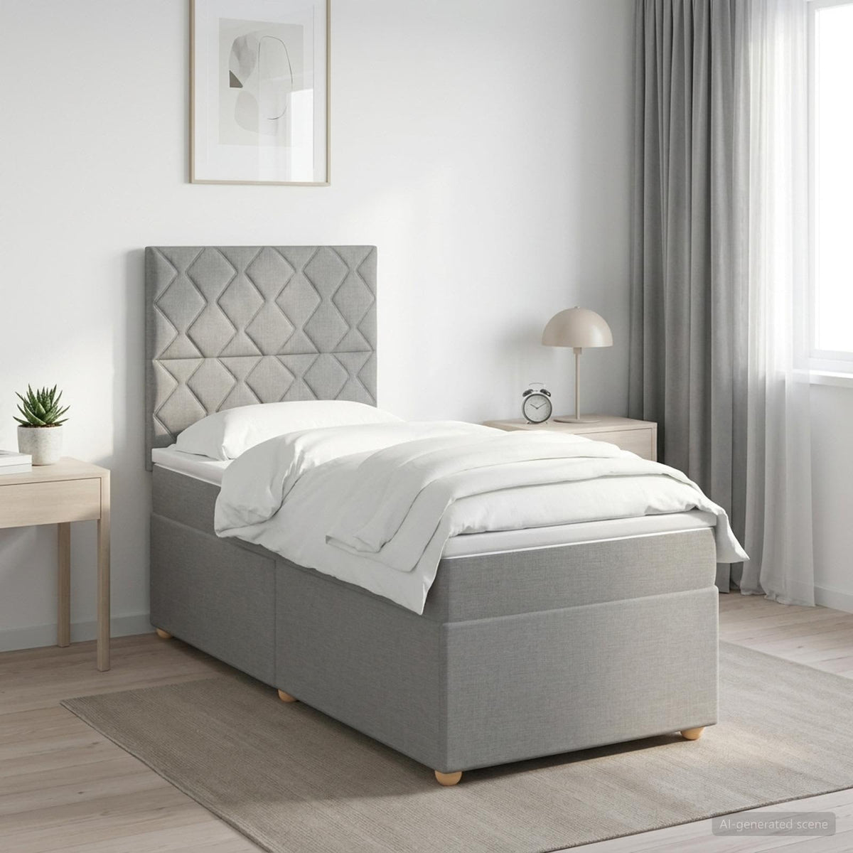 Boxspring krevet s madracem Svjetlosiva 90 x 190 cm Tkanina