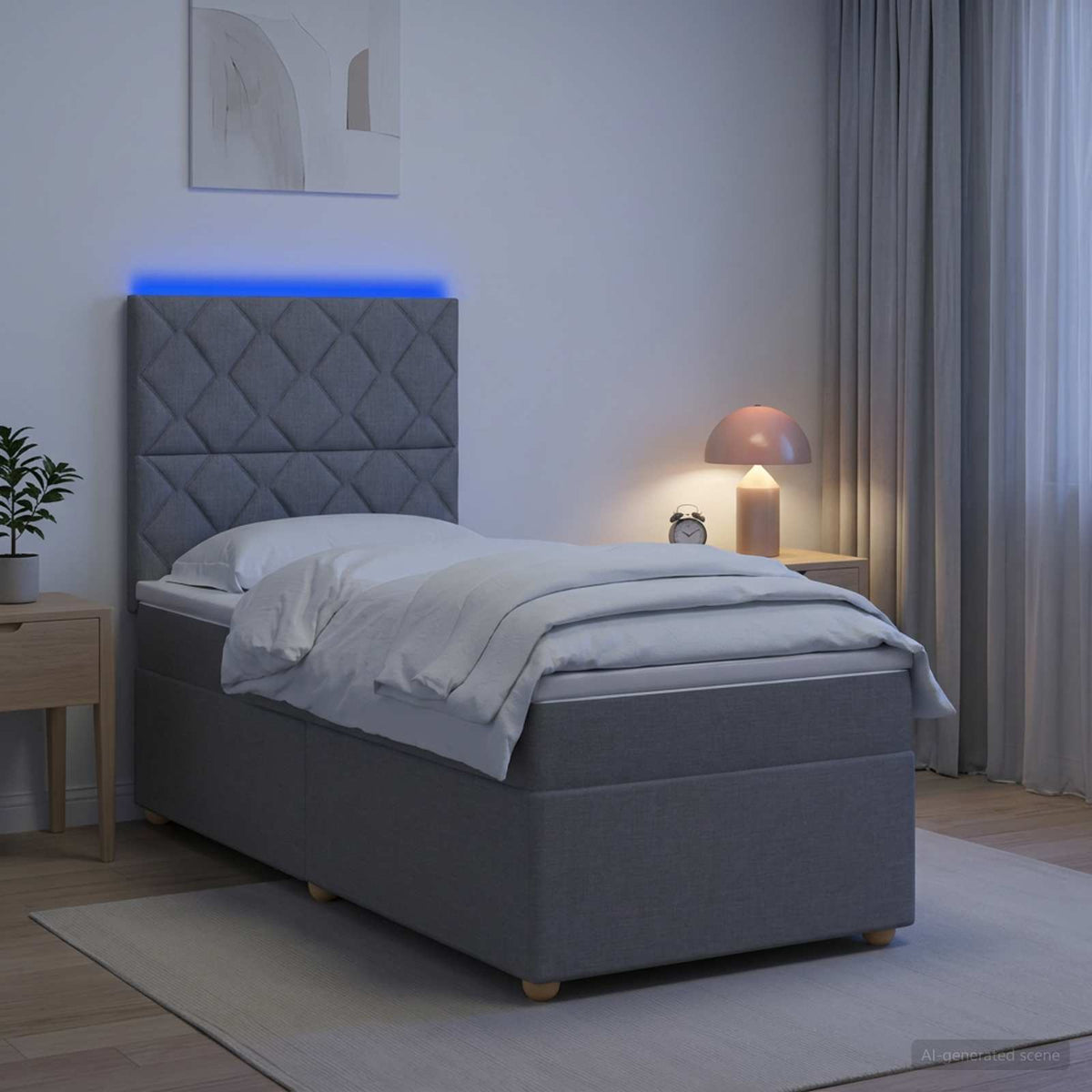 Boxspring krevet s madracem Svjetlosiva 90 x 190 cm Tkanina