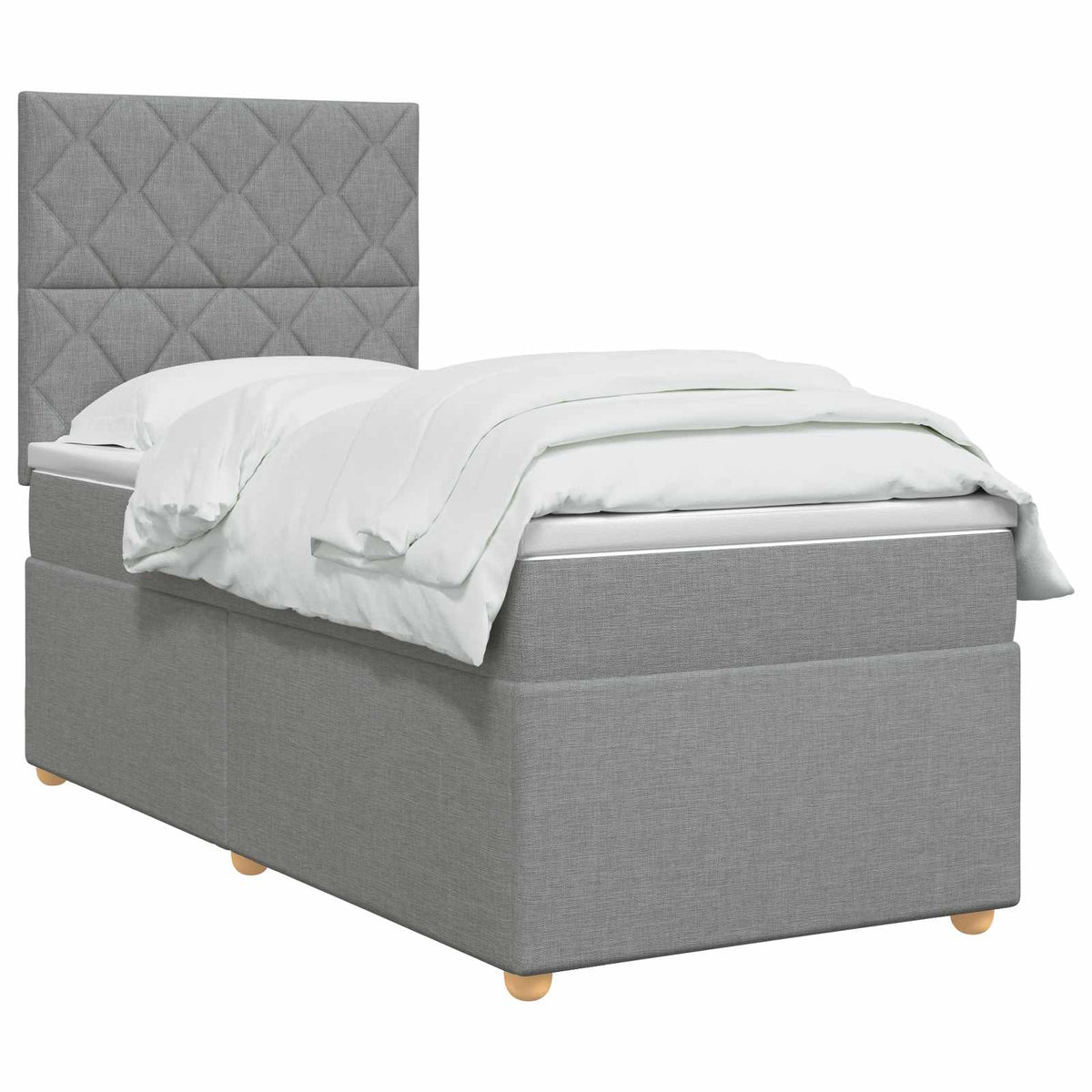 Boxspring krevet s madracem Svjetlosiva 90 x 190 cm Tkanina
