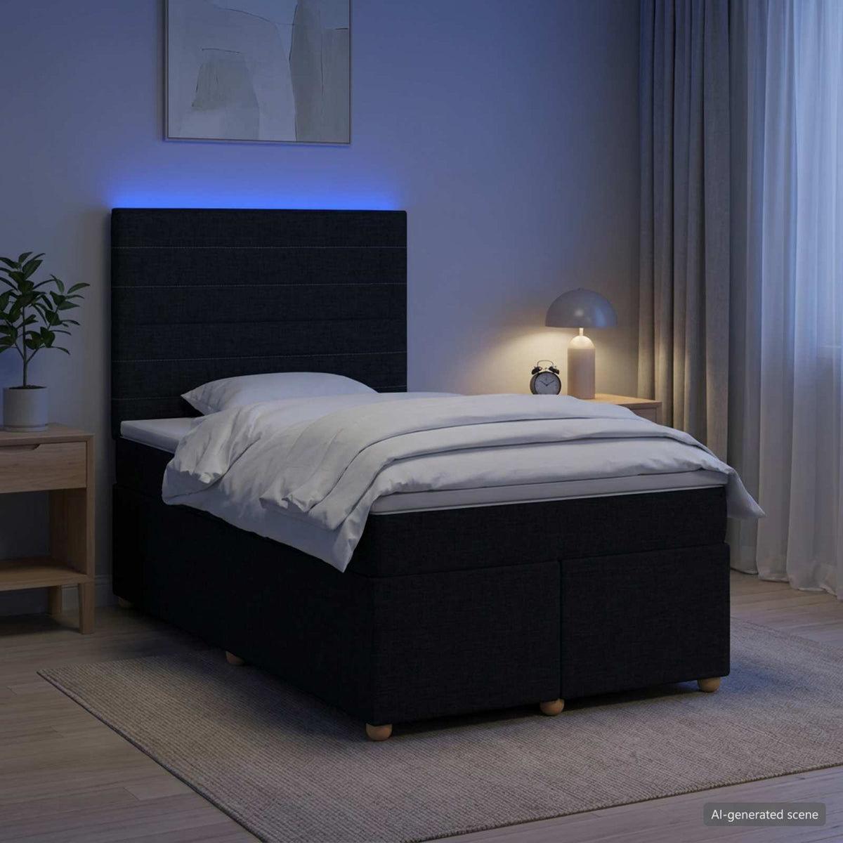 Boxspring krevet s madracem Crna 120 x 190 cm Tkanina