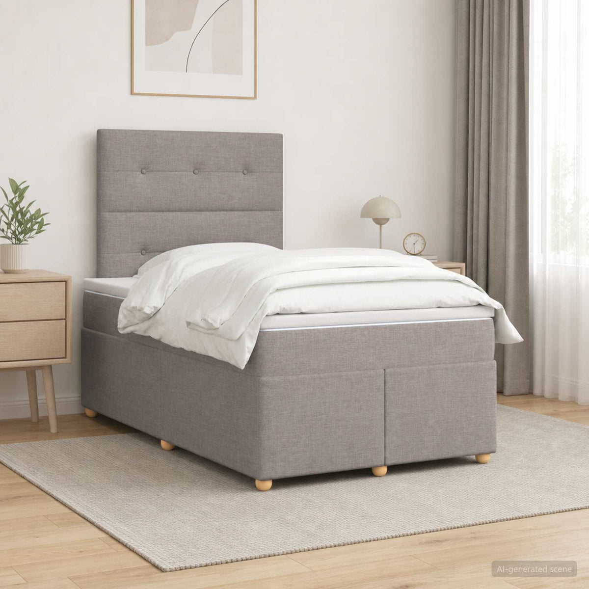 Boxspring krevet s madracem Sivosmeđa 120 x 190 cm Tkanina