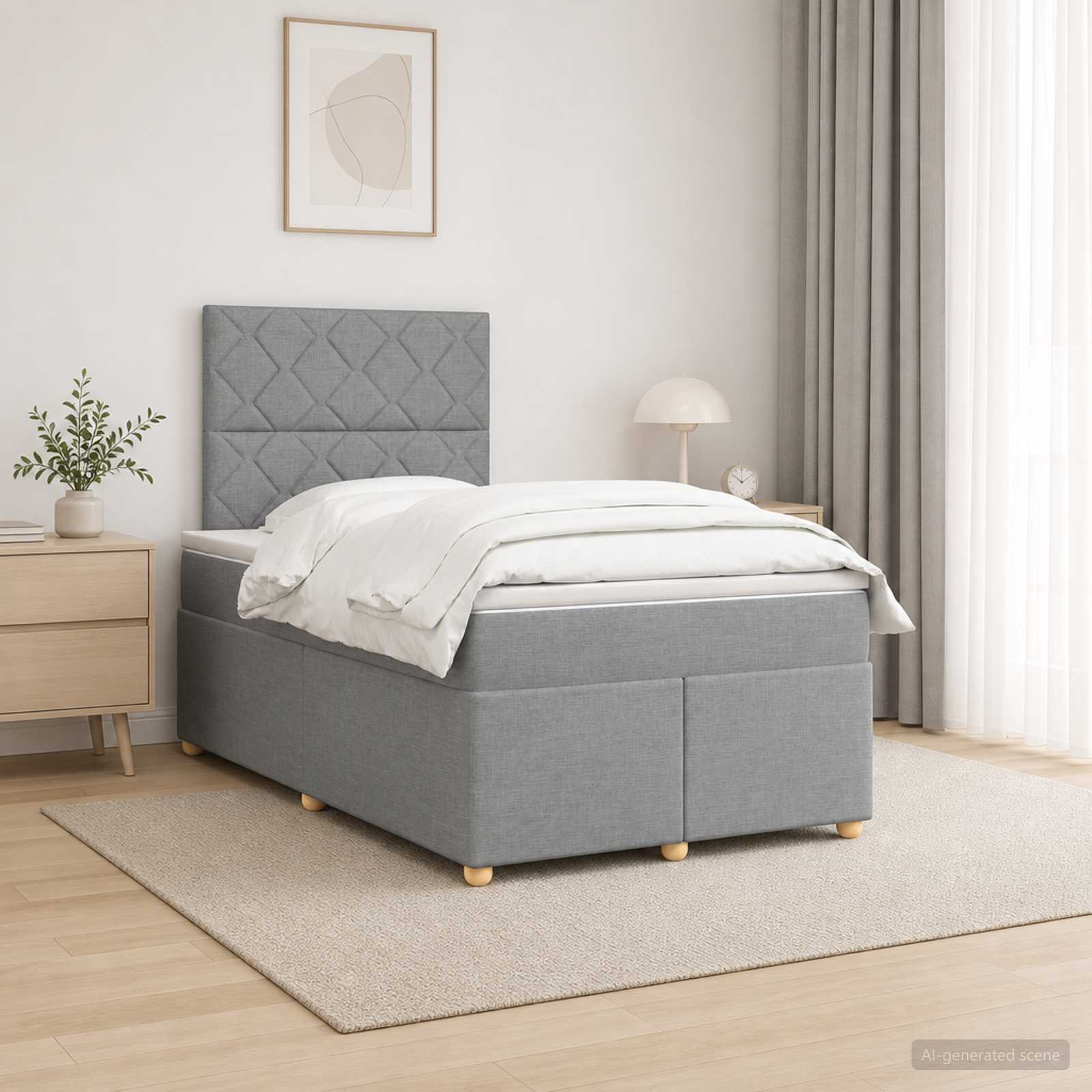 Boxspring krevet s madracem Svjetlosiva 120 x 190 cm Tkanina