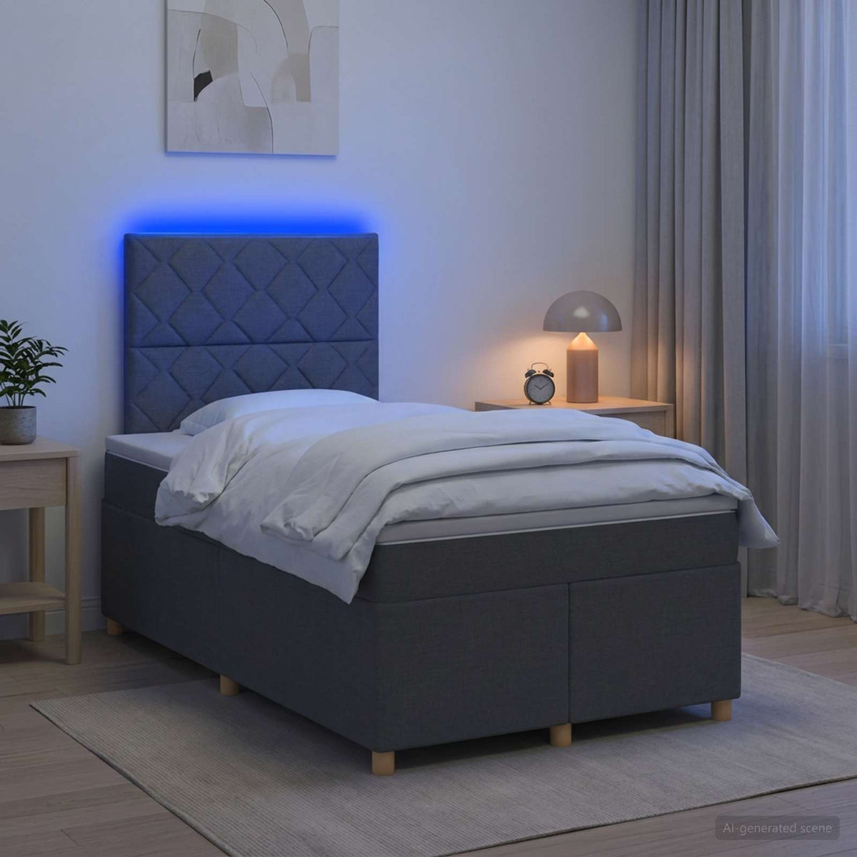 Boxspring krevet s madracem Tamnosiva 120 x 200 cm Tkanina