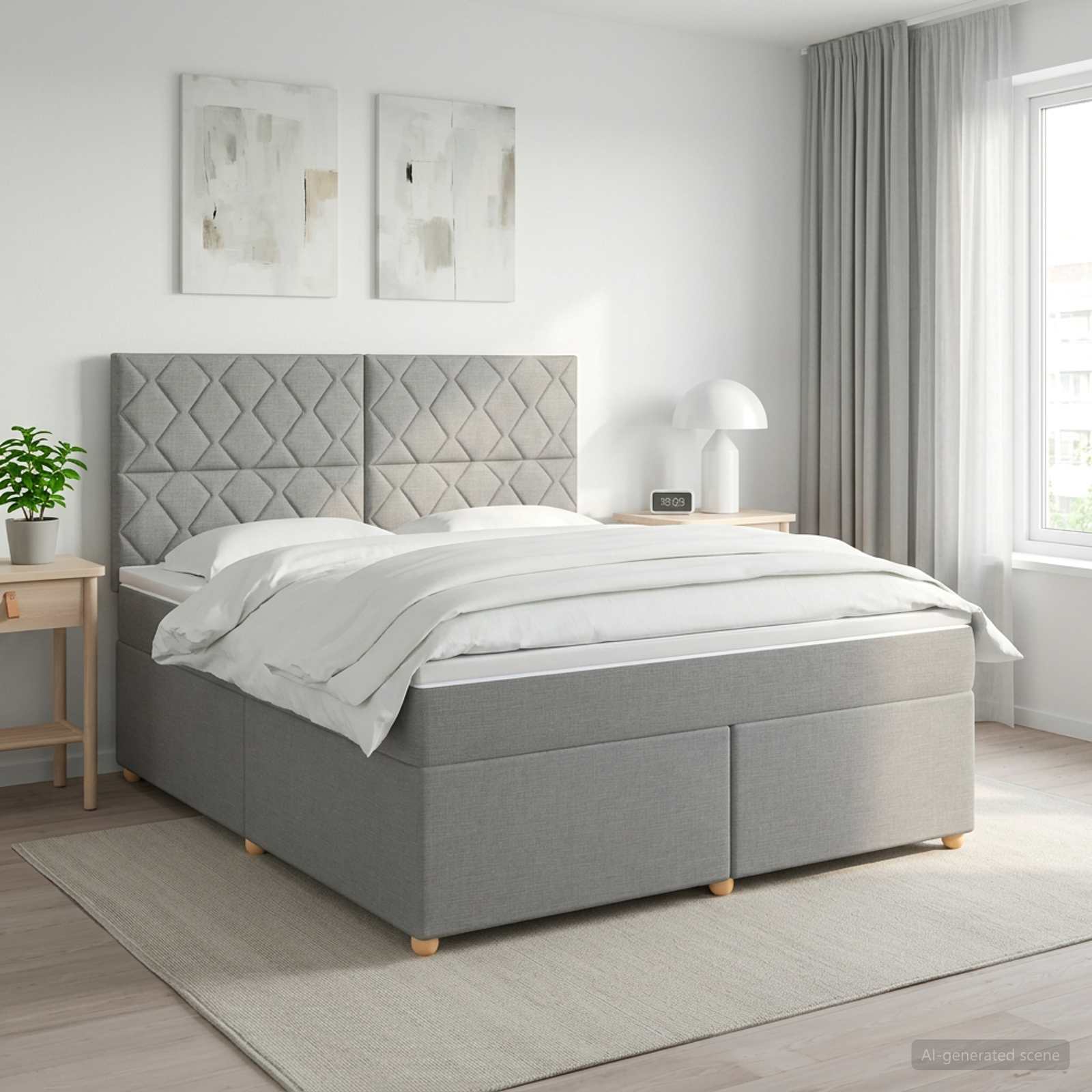 Boxspring krevet s madracem Svjetlosiva 140 x 190 cm Tkanina