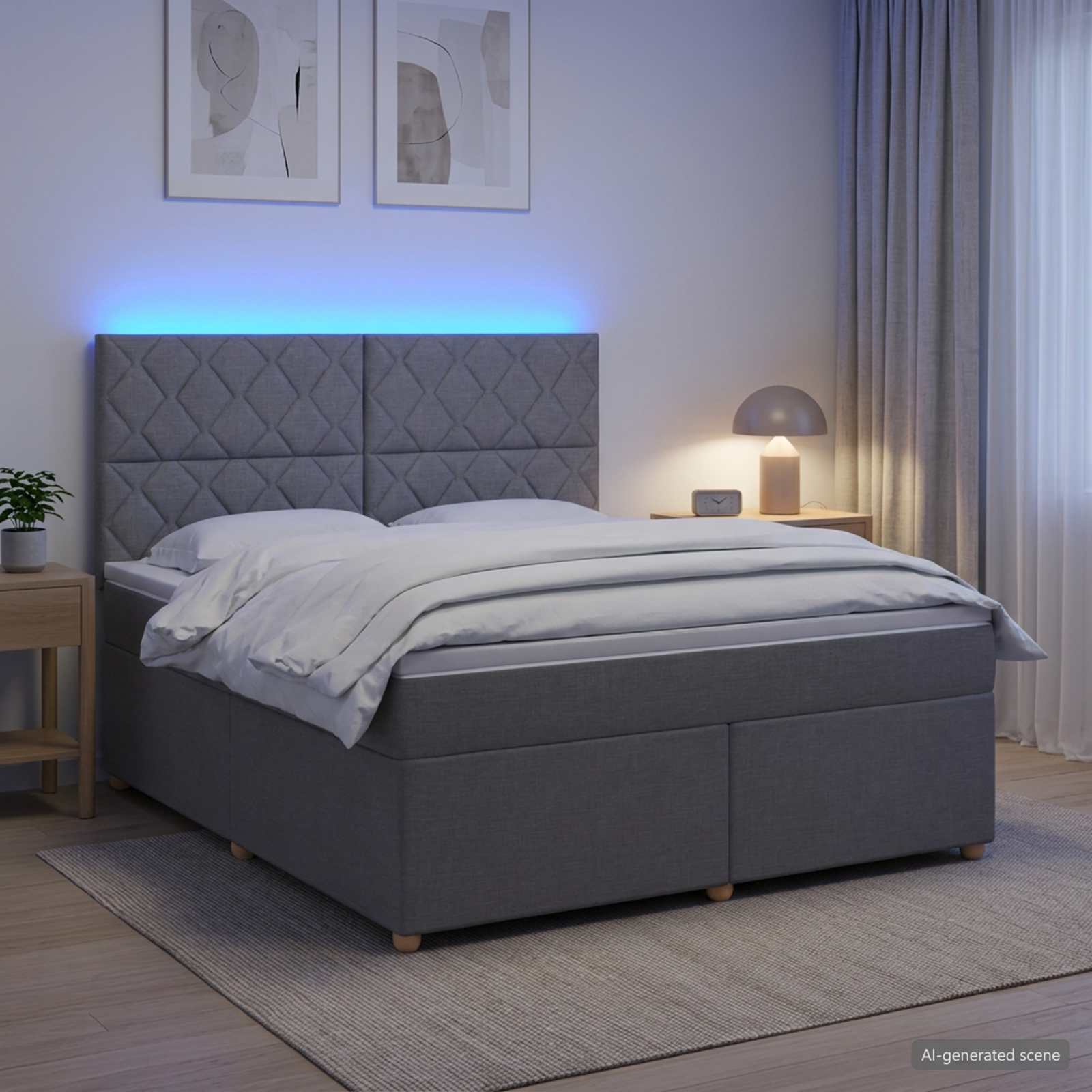 Boxspring krevet s madracem Svjetlosiva 140 x 190 cm Tkanina