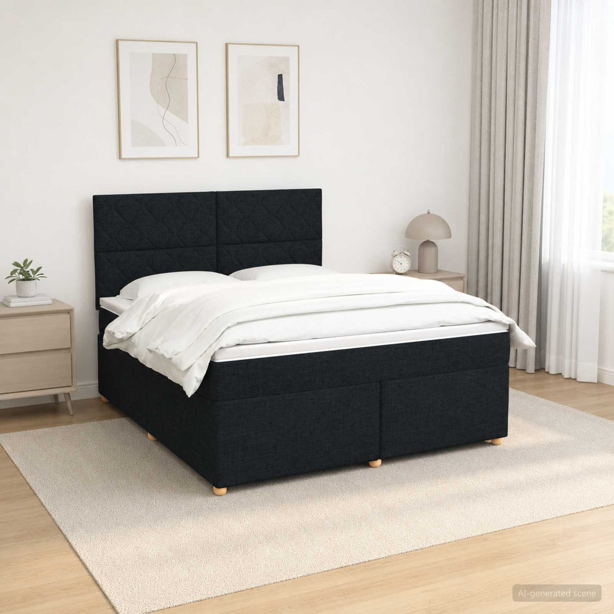 Boxspring krevet s madracem Crna 140 x 190 cm Tkanina