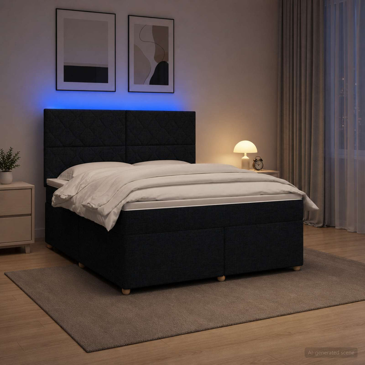 Boxspring krevet s madracem Crna 140 x 190 cm Tkanina