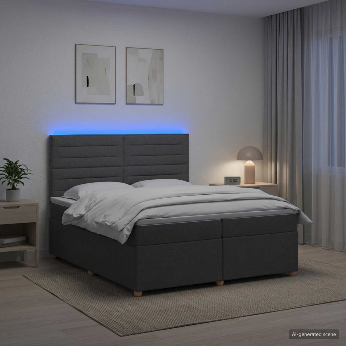 Boxspring krevet s madracem Tamnosiva 200 x 200 cm Tkanina