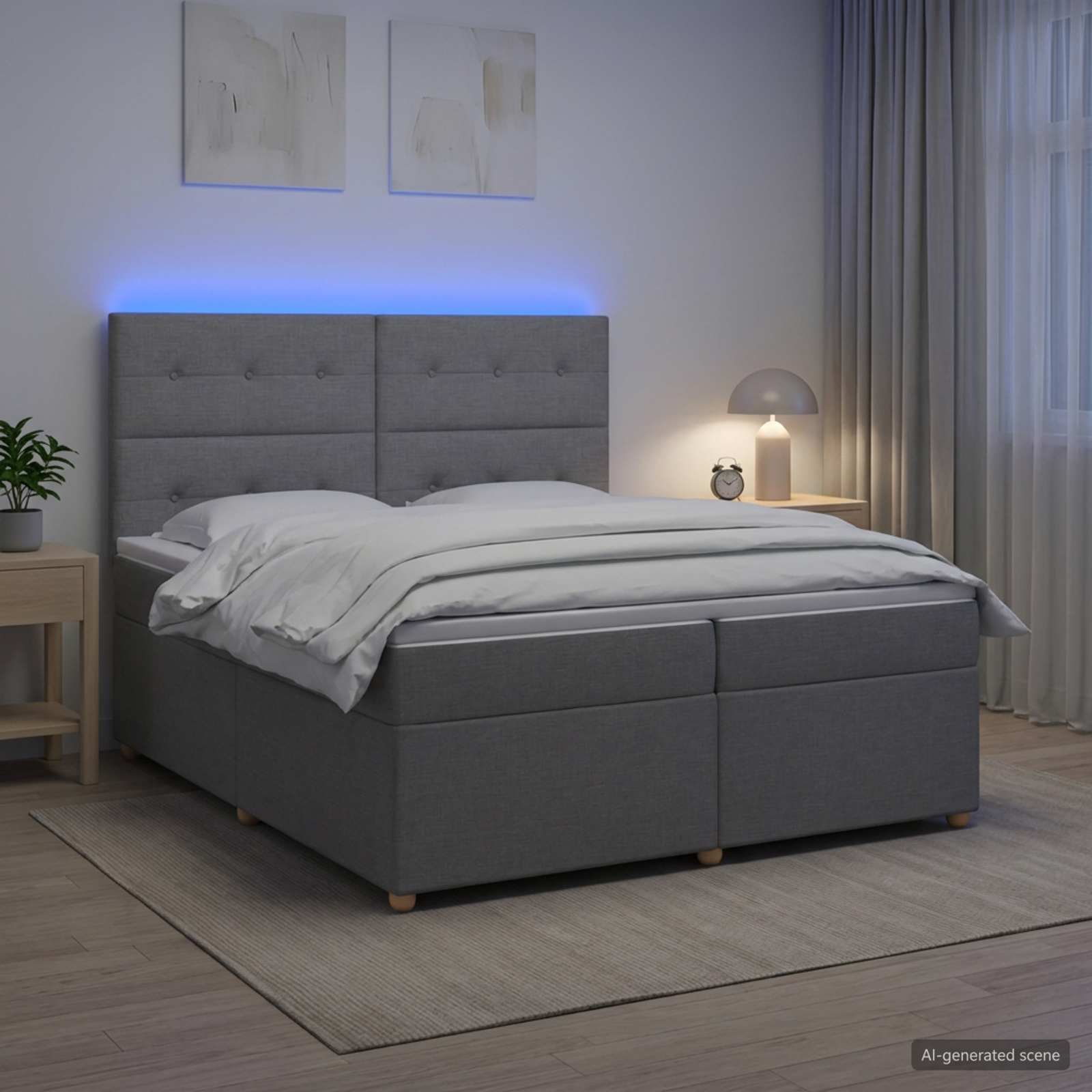 Boxspring krevet s madracem Svjetlosiva 200 x 200 cm Tkanina