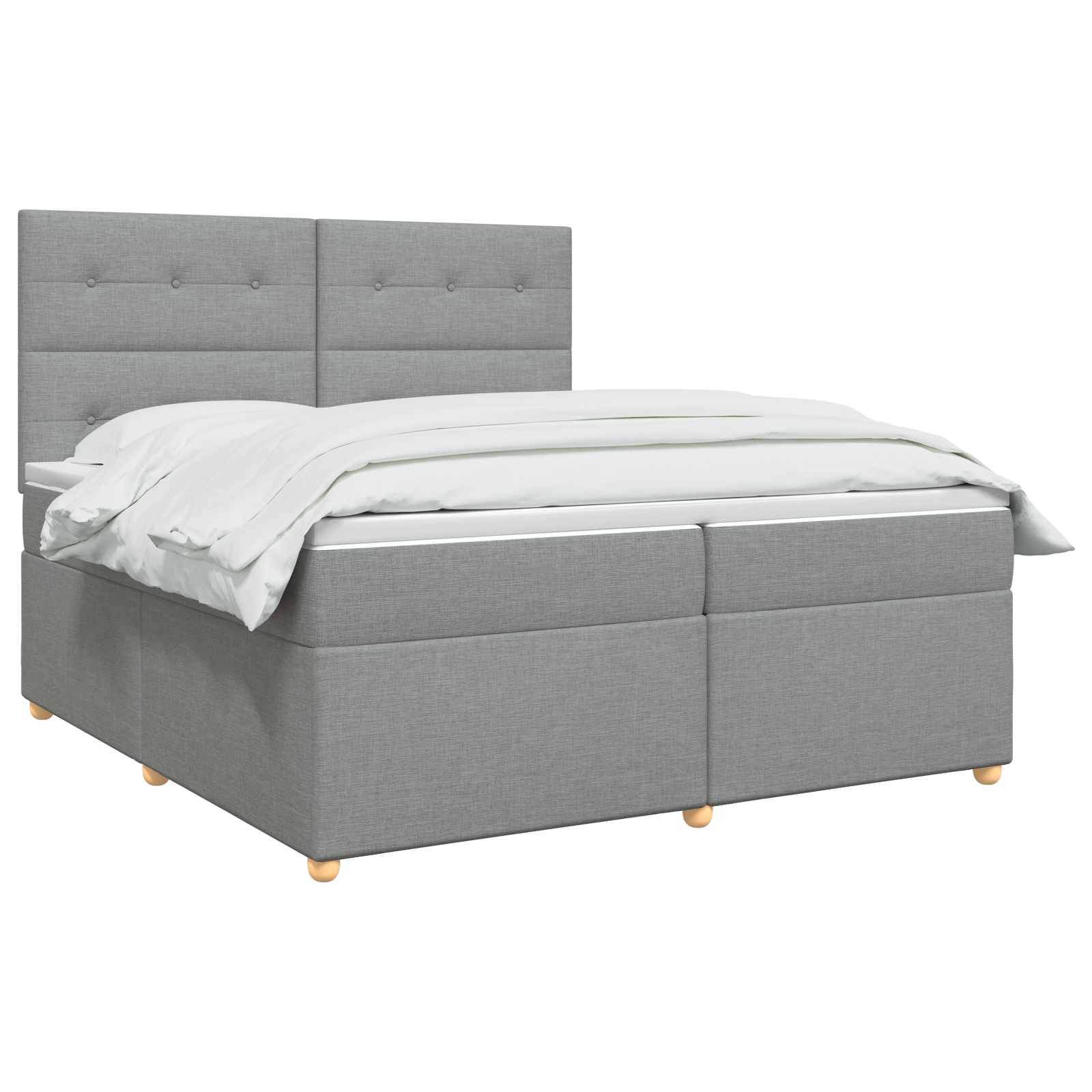 Boxspring krevet s madracem Svjetlosiva 200 x 200 cm Tkanina