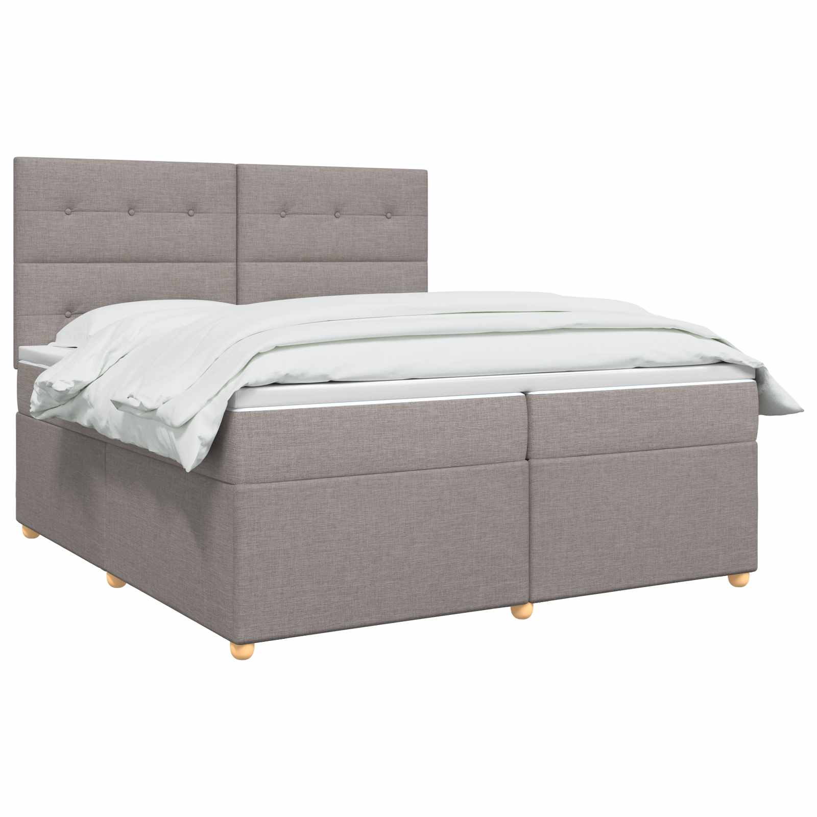 Boxspring krevet s madracem Sivosmeđa 200 x 200 cm Tkanina