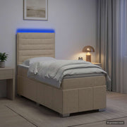 LED okvir za krevet s madracem Krem 80 x 200 cm Tkanina