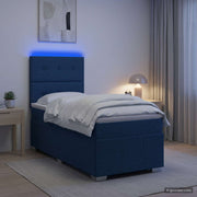 LED okvir za krevet s madracem Plava 100 x 200 cm Tkanina