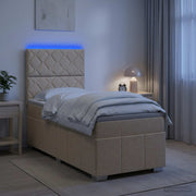 LED okvir za krevet s madracem Krem 90 x 200 cm Tkanina