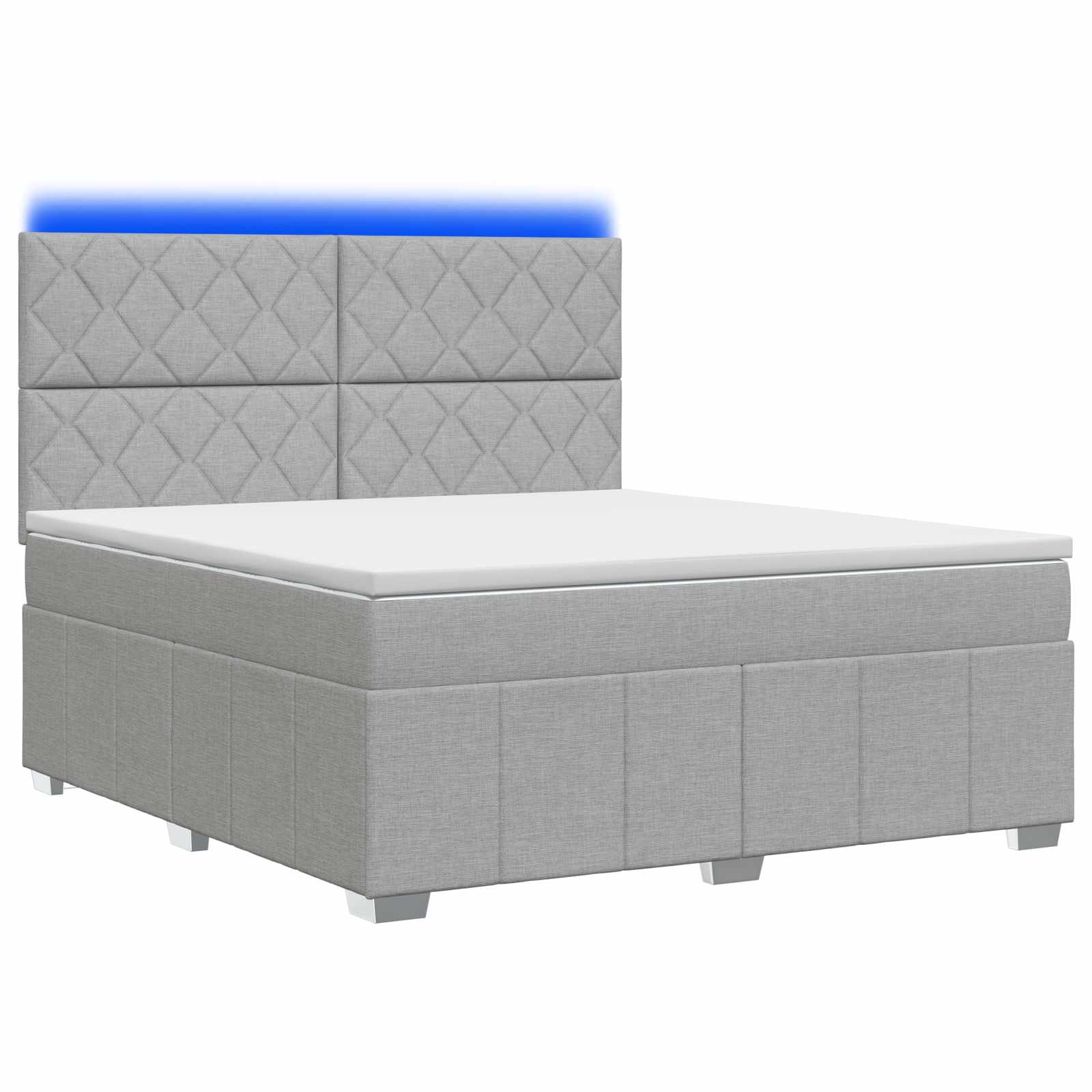 LED okvir za krevet s madracem Svjetlosiva 140 x 190 cm Tkanina